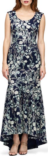 JS Collections Rosaline Floral Embroidered High-Low Gown | Nordstrom