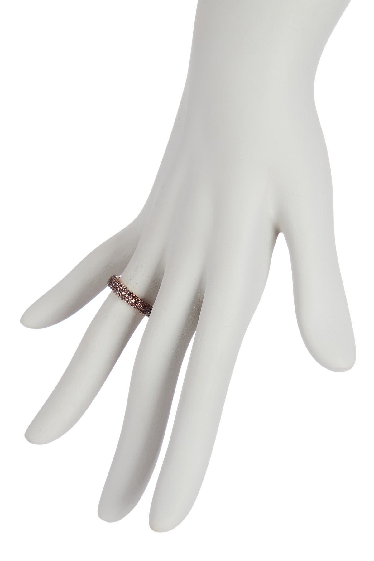 Suzy Levian 14k Rose Gold Plated Micro-pave Brown Cz Eternity Band Ring In Dark Brown4