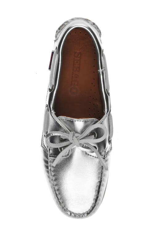 Shop Sebago Docksides Portland Boat Shoe In Silver