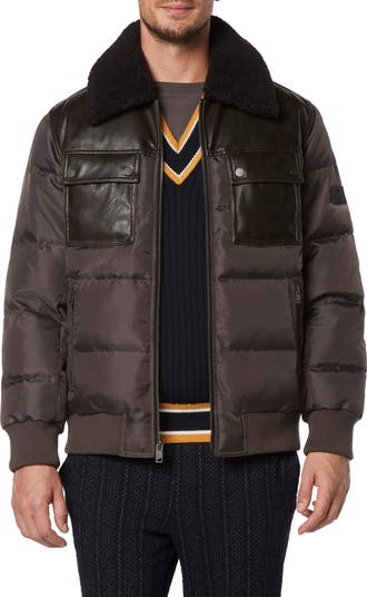 Andrew marc faux sales leather puffer jacket