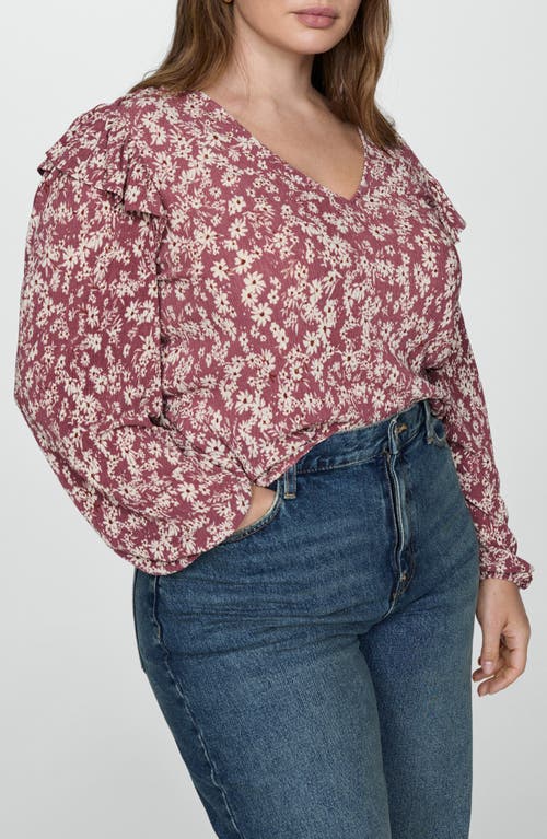 Mango Ruffles Printed Blouse Pink In Pink