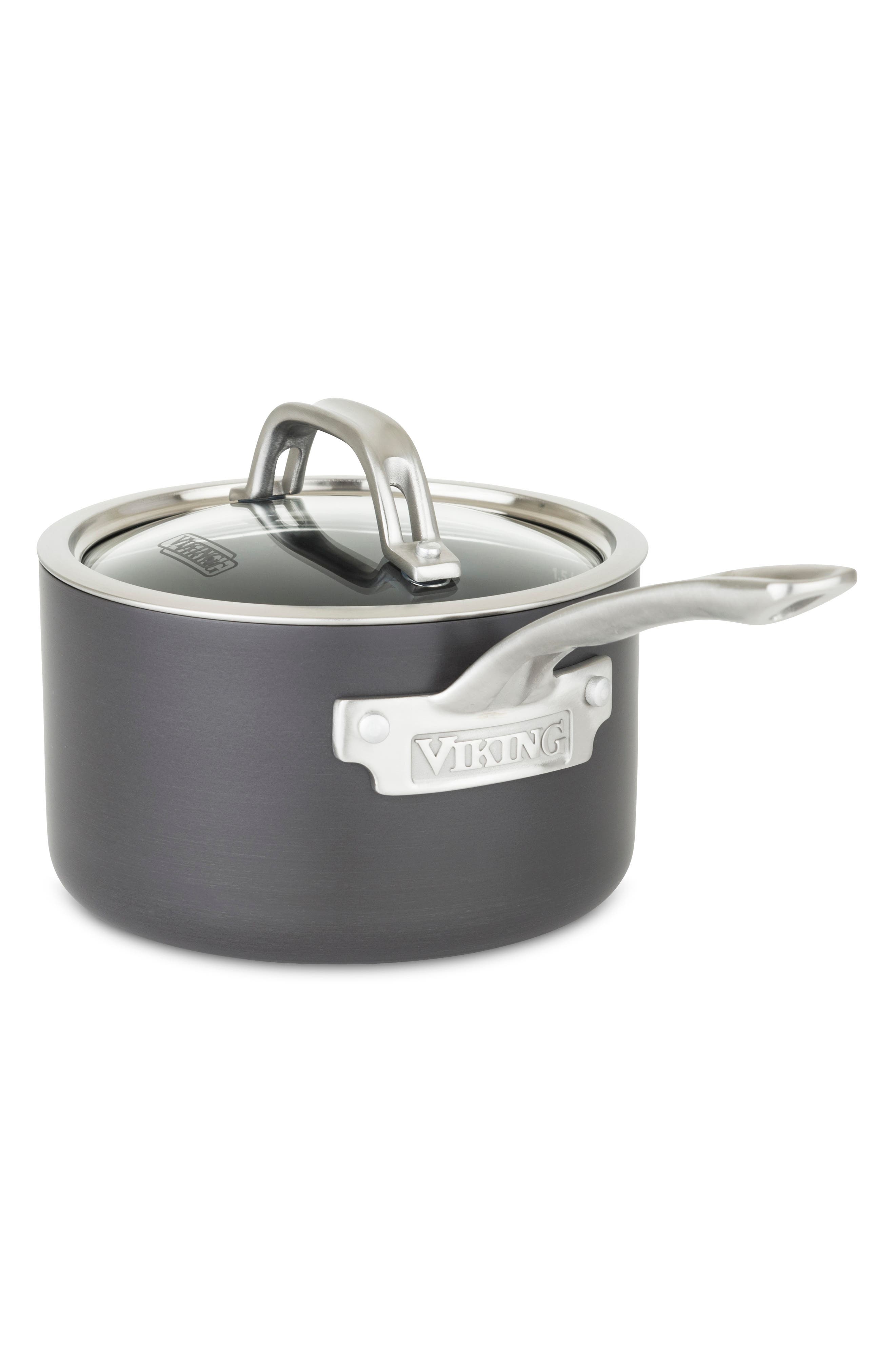 Viking 2-Quart Hard Anodized Nonstick Sauce Pan with Lid in Dark Grey