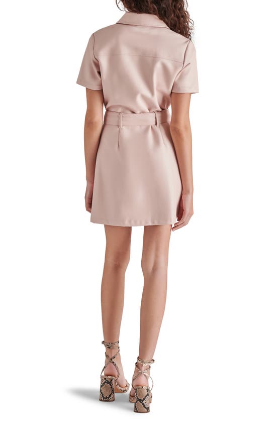 Shop Steve Madden Jolene Belted Faux Leather Mini Shirtdress In Rose Taupe