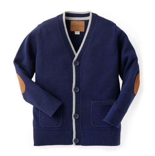 Shop Hope & Henry Baby Boys' Organic Tipped Cardigan With Elbow Patches, Infant In Navy