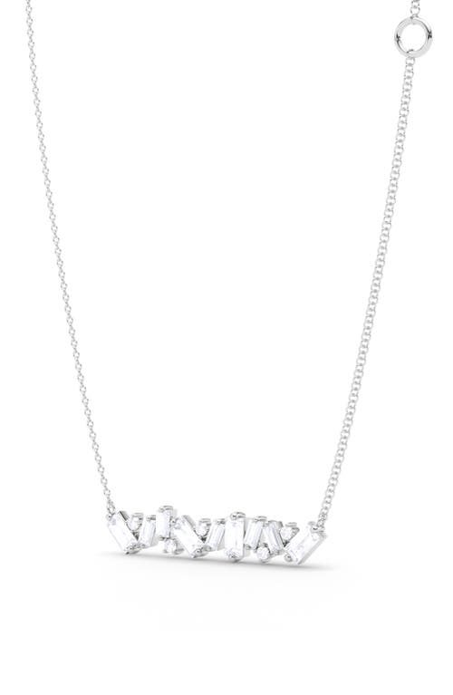 Baguette & Round Lab Created Diamond Pendant Necklace in 18K White Gold