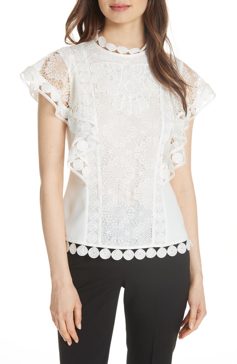 Ted Baker London High Neck Lace Front Top | Nordstrom