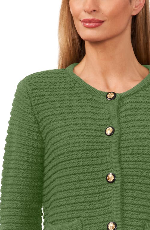 Shop Cece Texture Cardigan In Dark Clover Green