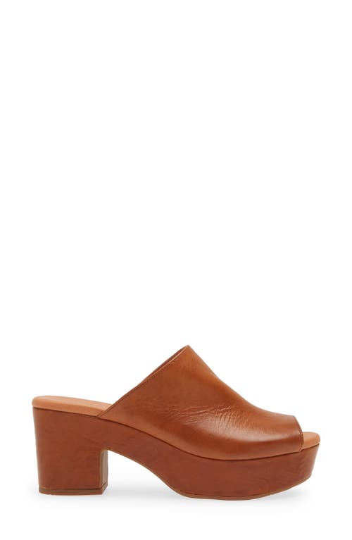 Chocolat Blu Platform Slide Sandal In Brown Leather