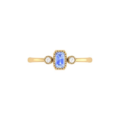 Luvmyjewelry Emerald Cut Tanzanite & Diamond Birthstone Ring In 14k Gold In Yellow Gold