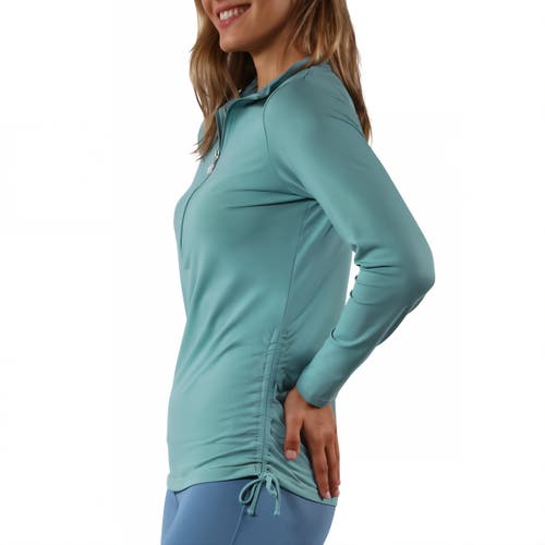 Shop Uv Skinz Long Sleeve Half Zip Ruched Sun Shirt In River