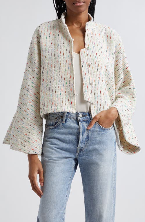 Weave Crop Jacket in White Multi Color