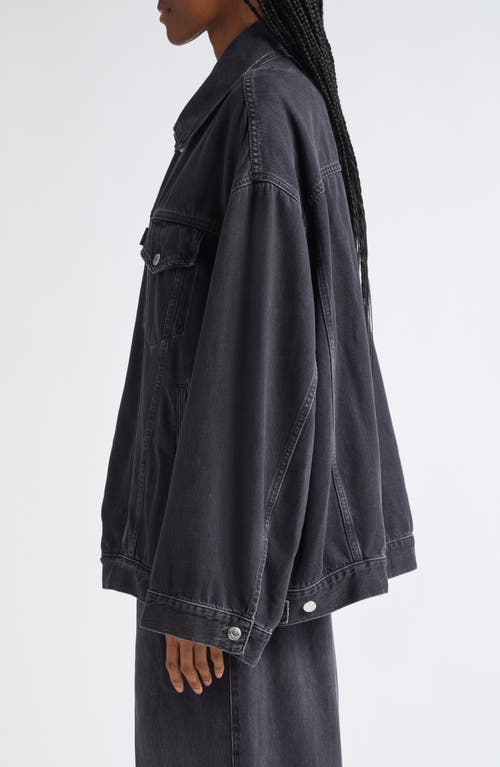 Shop Haikure Janet Oversize Distressed Denim Jacket In Black Tencel