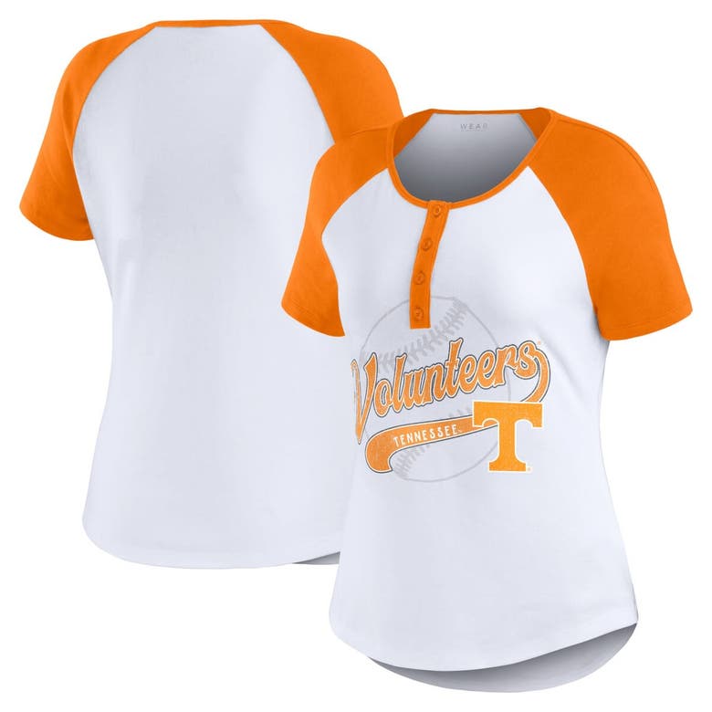 Shop Wear By Erin Andrews White Tennessee Volunteers Baseball Logo Raglan Henley T-shirt