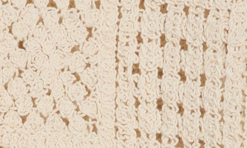 Forgotten Grace Crochet Short Sleeve Button-up Top In Natural
