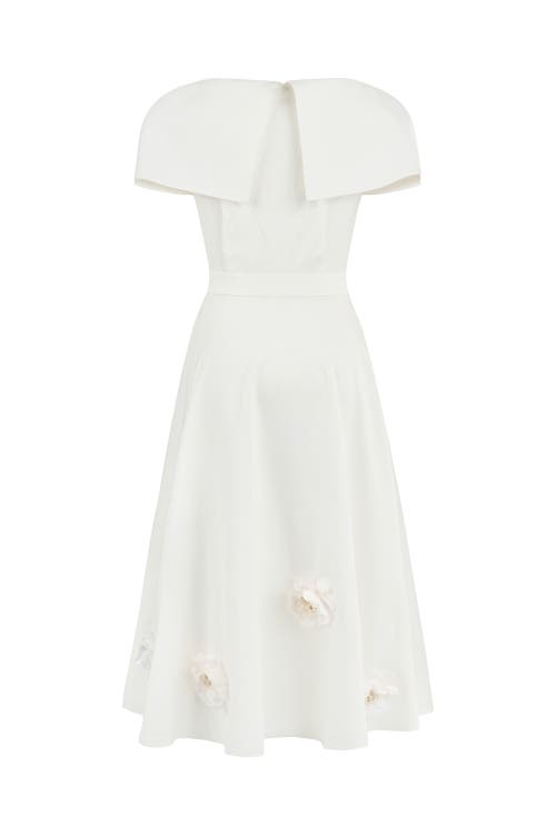 Nocturne Midi Dress with Flower Design in Ivory at Nordstrom