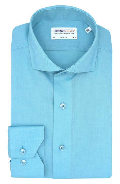 Trim Fit Solid Cotton Stretch Dress Shirt (Regular & Big)