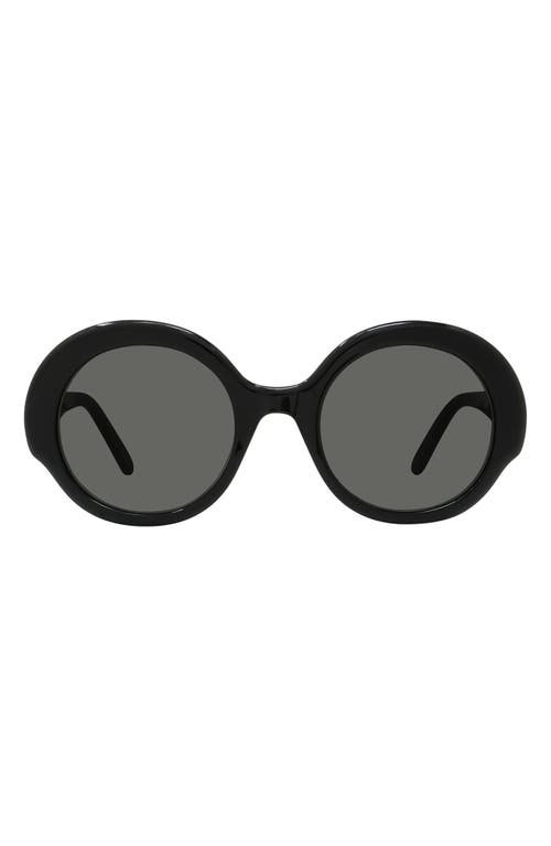 Loewe Thin 52mm Round Sunglasses in Shiny Black /Smoke at Nordstrom