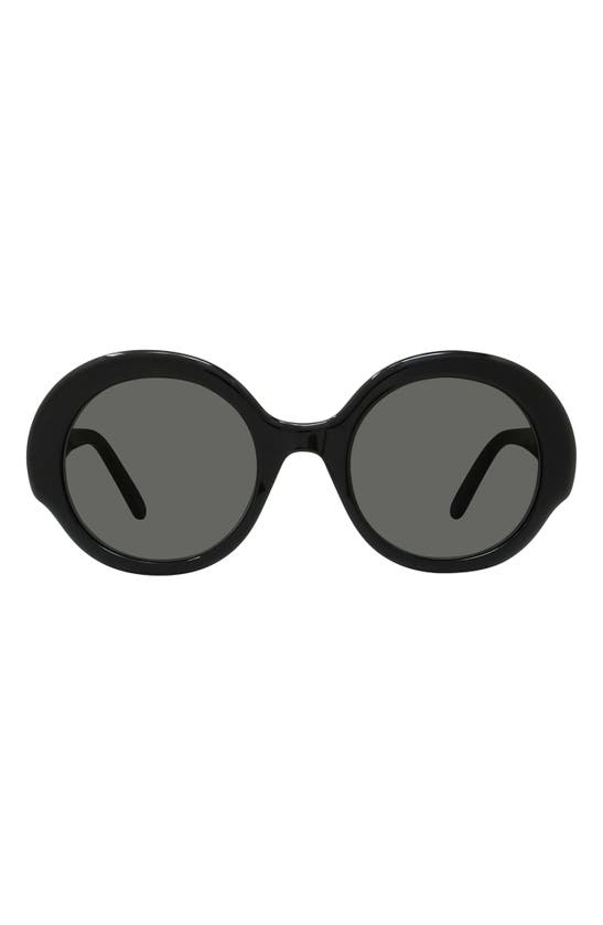 Loewe Thin 52mm Round Sunglasses In Shiny Black / Smoke