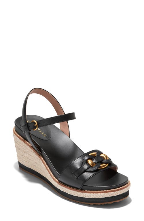 Cole Haan Cloudfeel Espadrille Wedge Sandal Black Leather at Nordstrom,