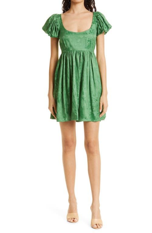 byTiMo Floral Jacquard Babydoll Minidress in Emerald