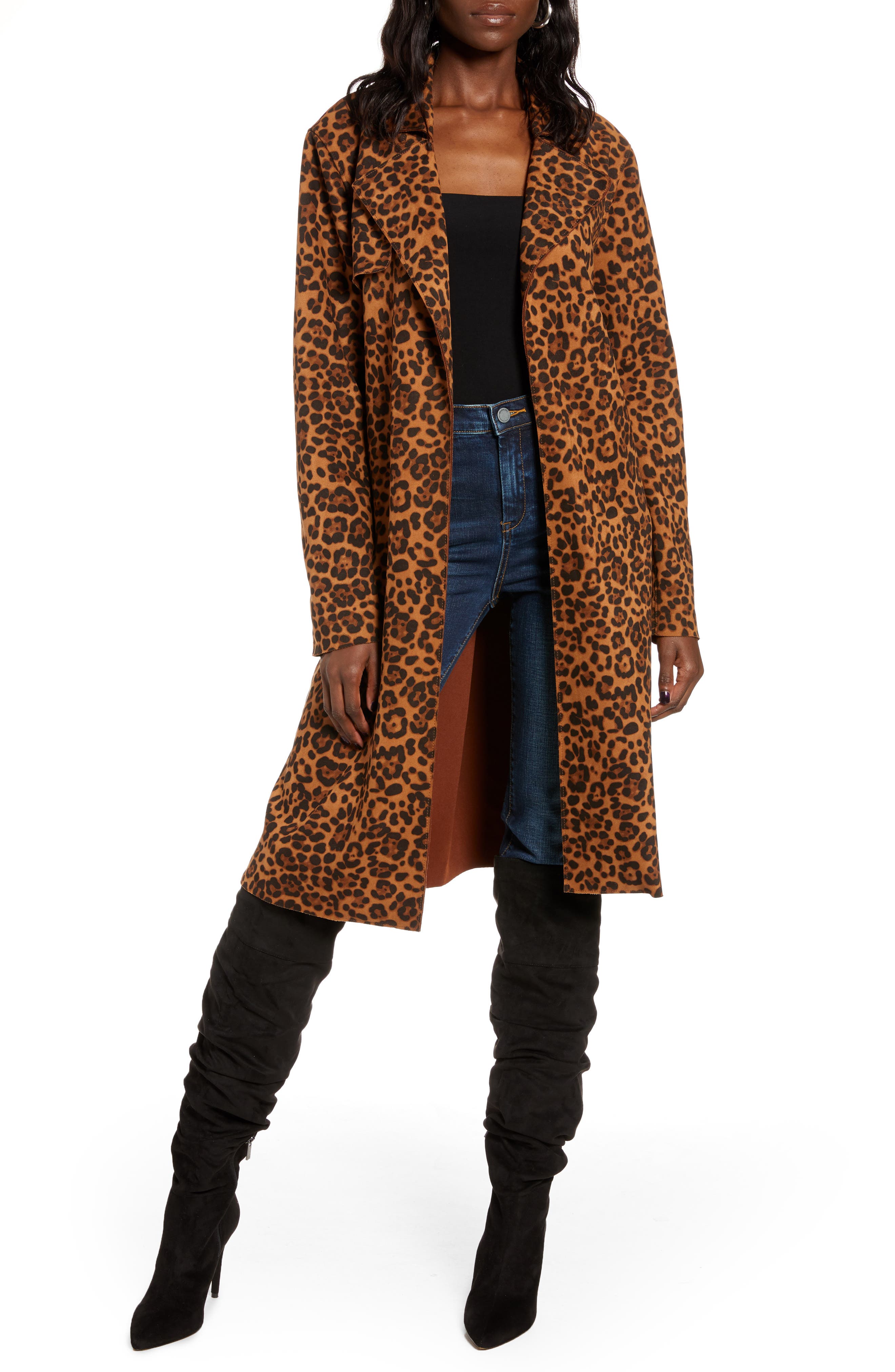 reversible faux suede leopard coat