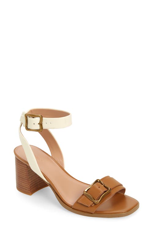 Lancaster Ankle Strap Sandal in Ivory-Tan Toffee