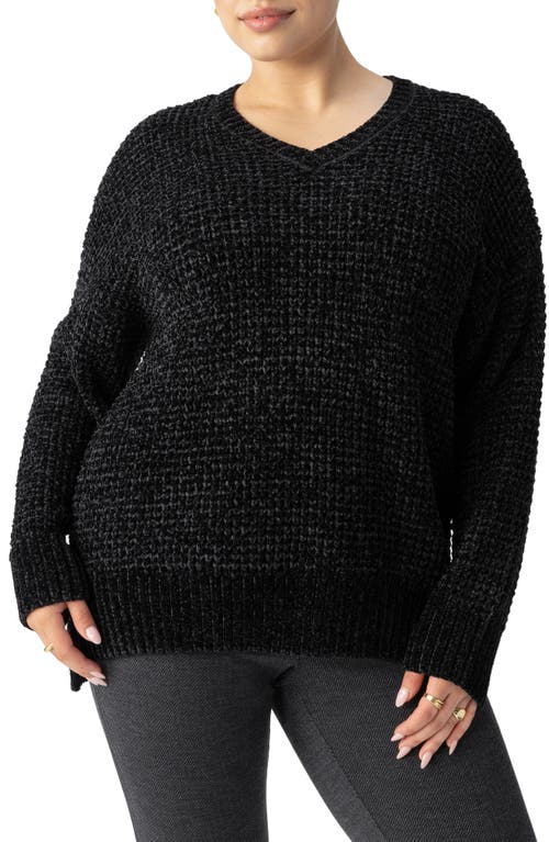 Shop Sanctuary V-neck Chenille Sweater In Black