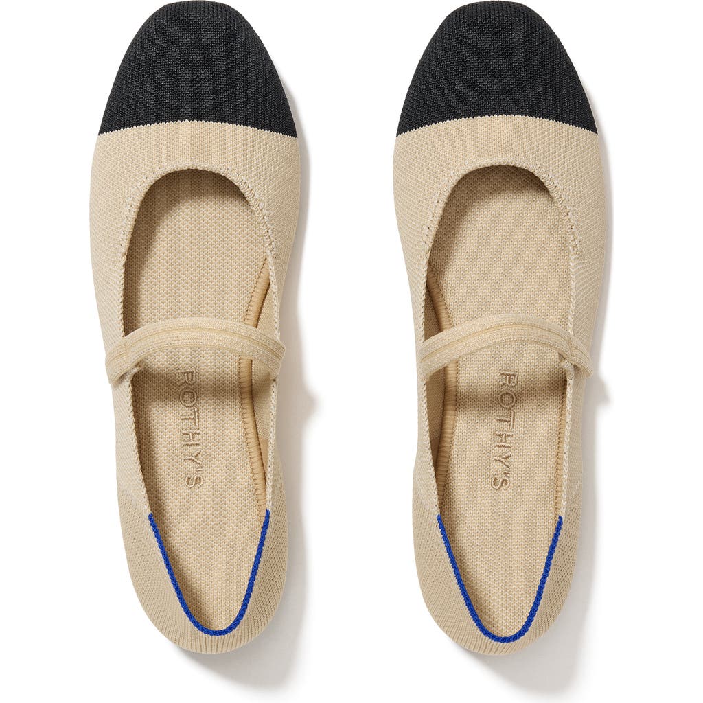 Rothys The Square Mary Jane In White In Cream Captoe