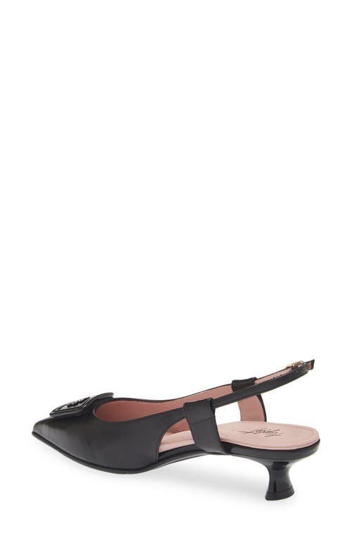 Naot Amber Pointed Toe Slingback Pump In Black Sheen Leather