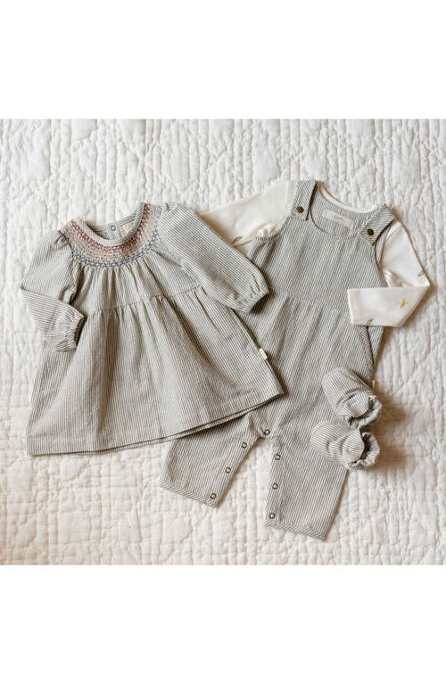 Pehr Railroad Engineer Stripe Organic Cotton Overalls In Beige