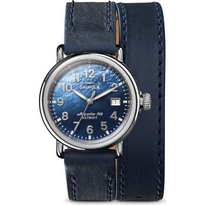Shinola The Runwell Wraparound Leather Strap Watch,