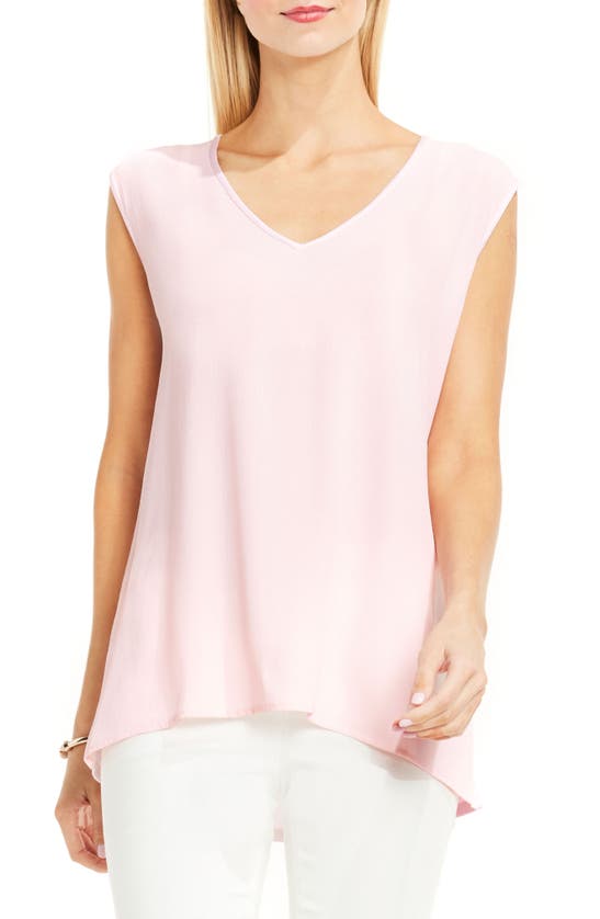 Vince Camuto Mixed Media Top In Pale Dahlia