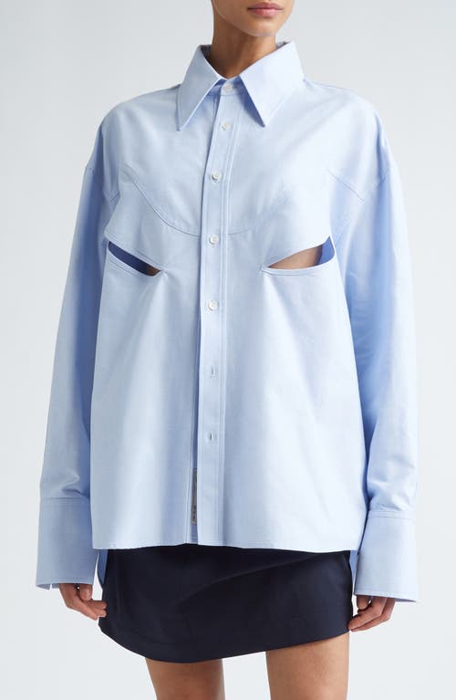Commission Rider High-Low Hem Cotton Button-Up Shirt Blue at Nordstrom,