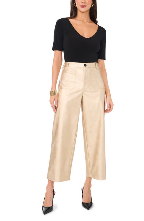 Shop Vince Camuto Metallic Wide Leg Crop Pants In Soft Gold