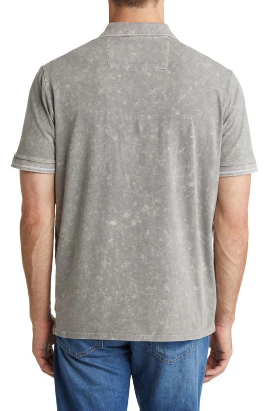 Stone Rose Acid Wash Polo In Grey