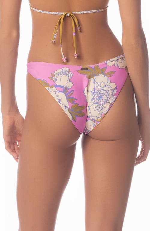 Maaji Splendor Pink Fiore High Cut Reversible Bikini Bottoms In Pink