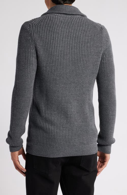 Shop Nordstrom Shaker Stitch Merino Quarter Zip Sweater In Grey Dark Charcoal Heather