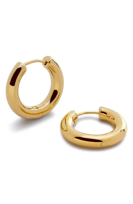 Shop Monica Vinader Small Essential Tube Hoop Earrings In 18ct Gold Vermeil