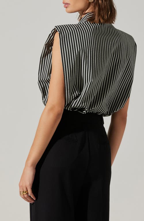 Astr The Label Elswyth Stripe Boxy Sleeveless Button-up Shirt In Black