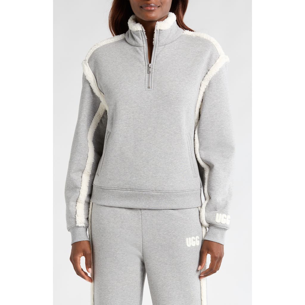 Ugg(r) Lydi Bonded Fleece Half Zip Pullover In Grey Heather
