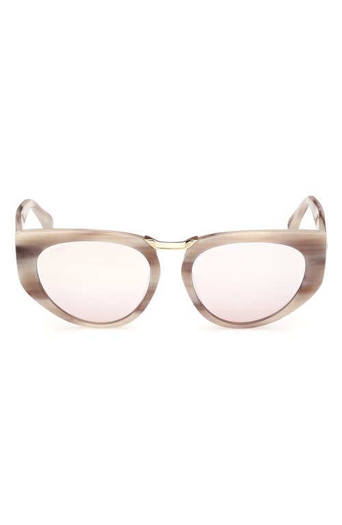 Max Mara Bridge1 54mm Cat Eye Sunglasses in Beige Horn /Brown Mirror at Nordstrom