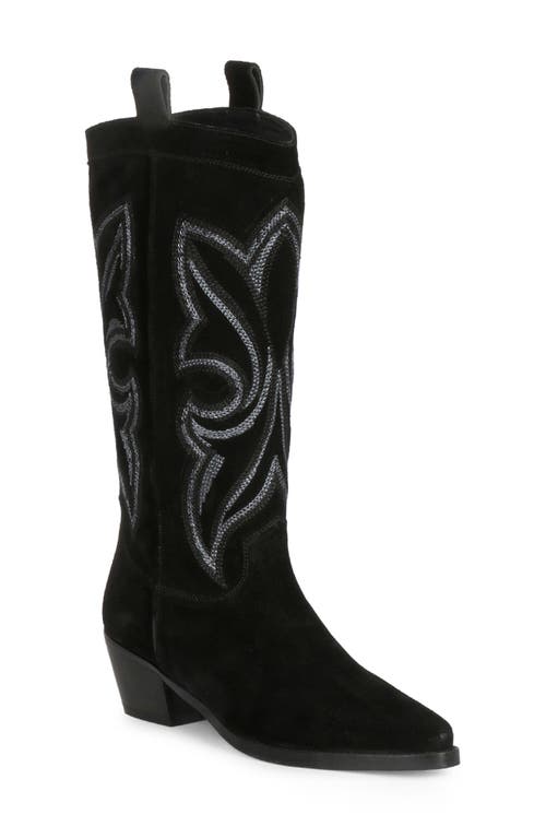 Martina Pointed Toe Western Boot in Black