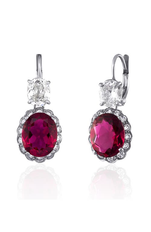 Legacy Rubellite Tourmaline & Diamond Drop Earrings in Silver And 14K White Gold
