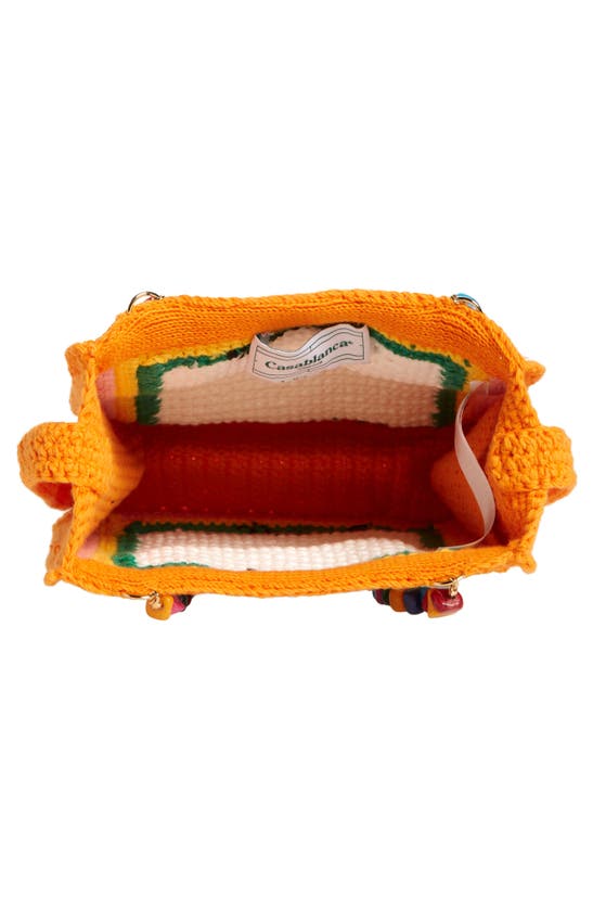 Shop Casablanca Pebble Handle Crochet Tote In Orange/ Gradient