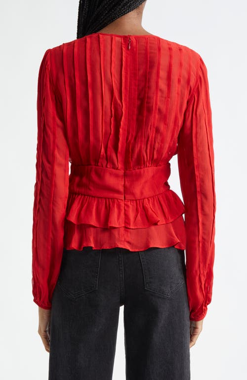 Shop Farm Rio Pleated Peplum Top In Red