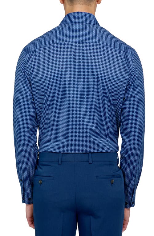 Shop Wrk W.r.k Slim Fit Geometric Print Recycled Performance Stretch Dress Shirt In Navy