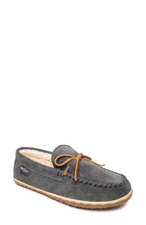Minnetonka Tomm Faux Shearling Lined Moccasin in Charcoal