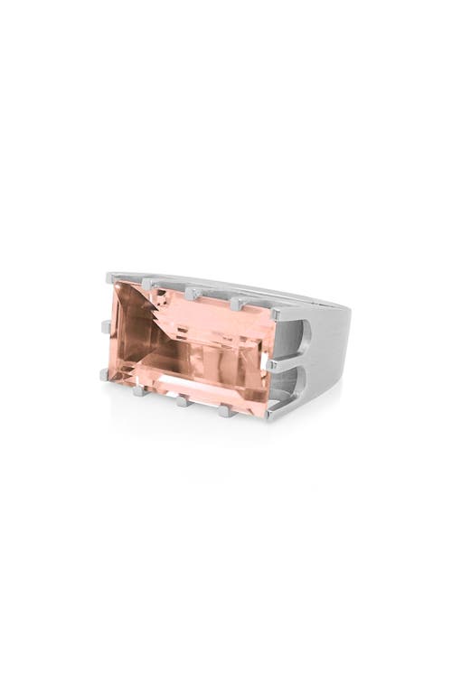 Shop Dean Davidson Baguette-cut Simulated Morganite Castle Ring In Morganite/silver