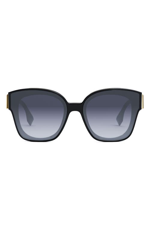 'Fendi First 63mm Square Sunglasses in Shiny Black /Gradient Blue at Nordstrom