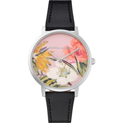 Rebecca Minkoff Major Floral Dial Leather Strap Watch, 35Mm